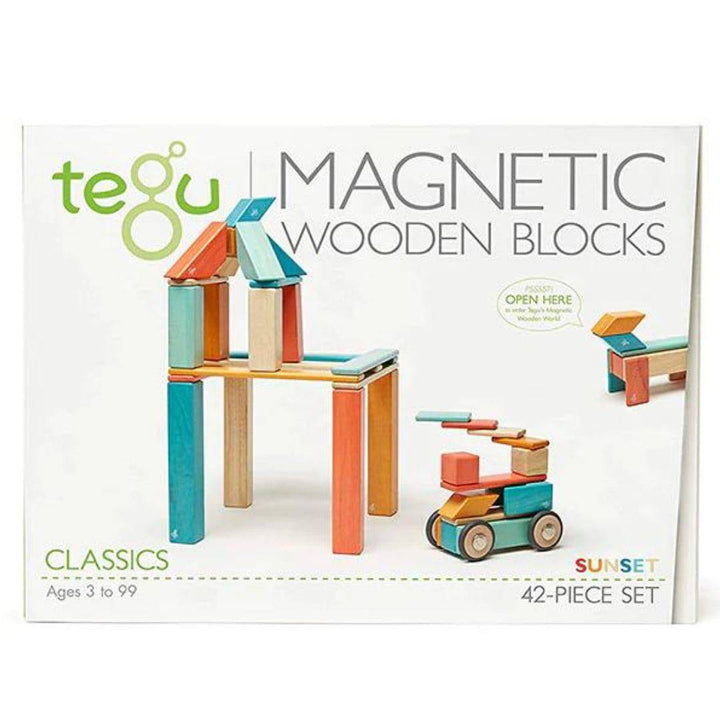 Tegu - 42 piece wooden magnetic block set - sunset