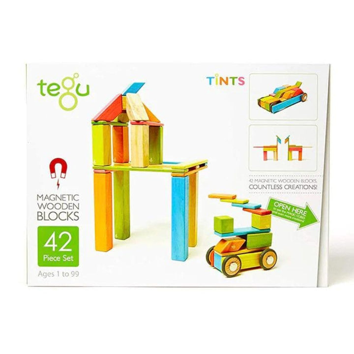Tegu - 42 piece wooden magnetic block set - Tints