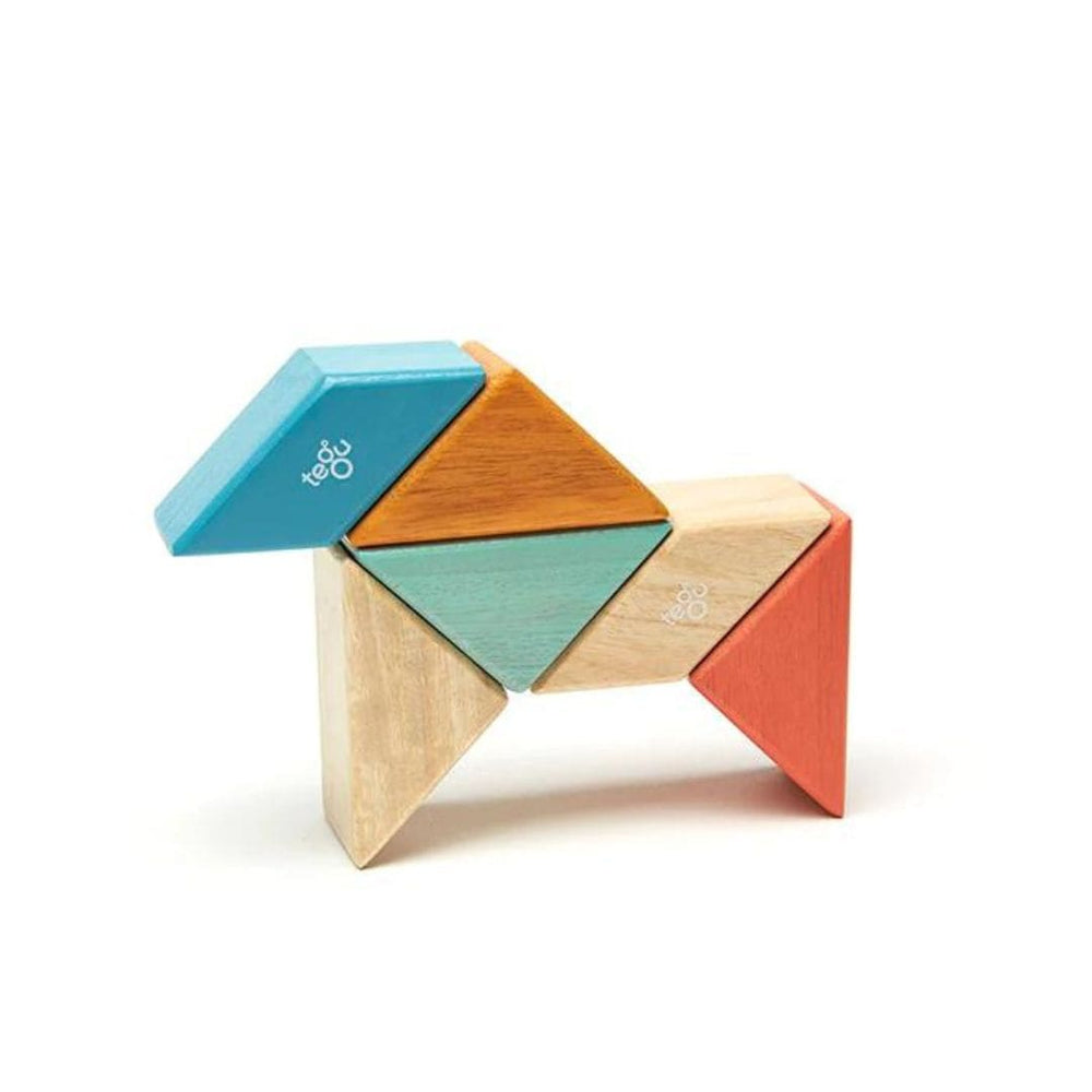 Tegu - Prism pocket pouch wooden magnetic blocks travel toy - Sunset