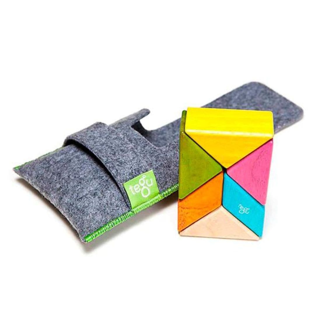 Tegu - Prism pocket pouch wooden magnetic blocks travel toy - tints