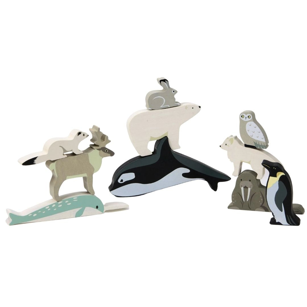 Tender Leaf Toys Wooden Polar Animal Figures and Display Case