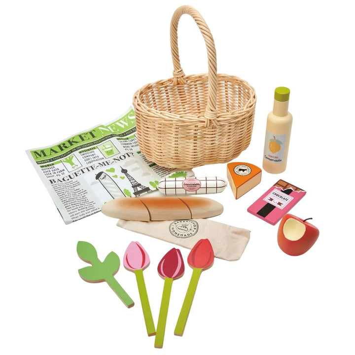 Tender Leaf Toys Wicker Shopping Basket- Wooden Toys- Bella Luna Toys