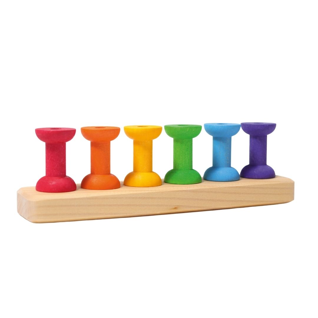 Grimm's Spiel & Holz Wooden Rainbow Threading Game