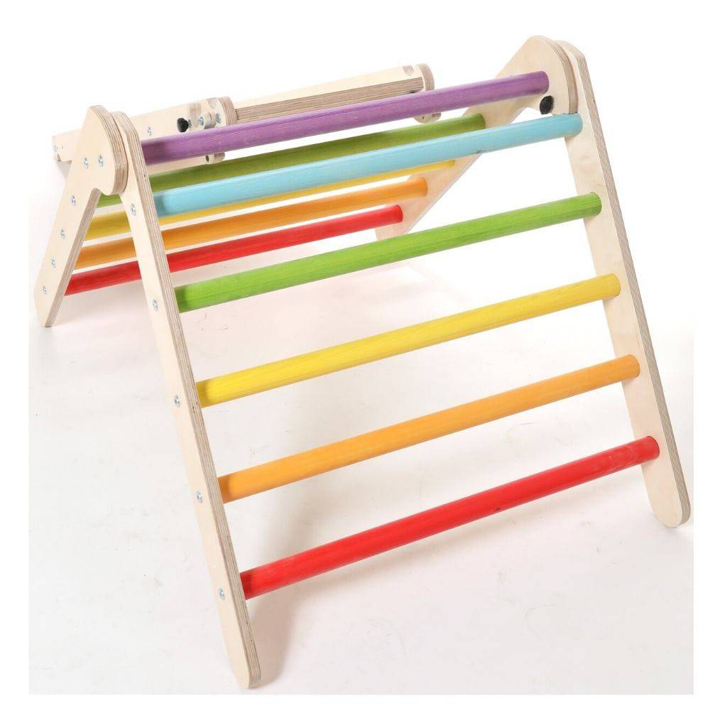 Pikler Triangle - Foldable Wooden Climbing Frame - Rainbow - Bella Luna Toys