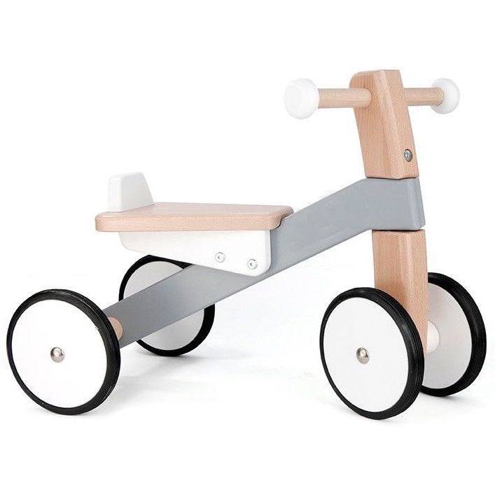 Wooden Toddler Trike - Tricycle Ride-On Toy  - Gray and White - Bella Luna Toys - Bajo - Bajocycle
